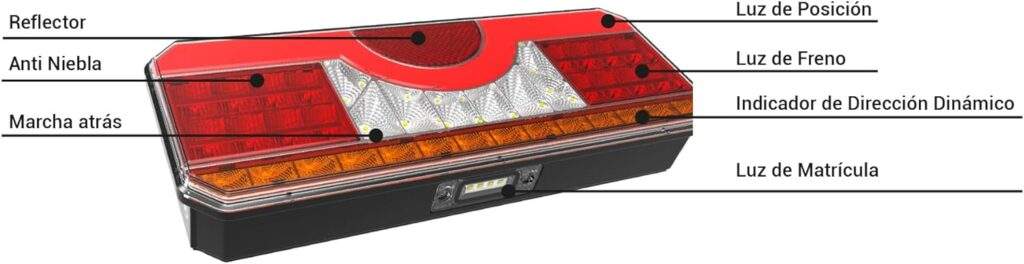 Ryme Automotive Piloto Trasero Full LED 7 Funciones, Dirección, Freno, Posición, Marcha Atrás, Anti-niebla y Luz de Matrícula, Reflector - 818032-818033 (3)