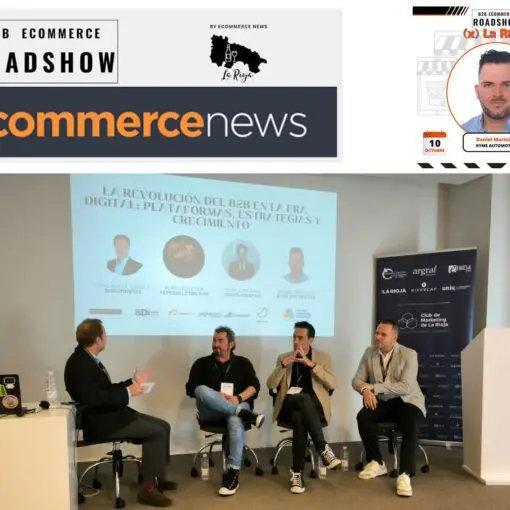 Daniel Martínez, gerente de marketing da Ryme Automotive, participando do B2B Ecommerce Roadshow La Rioja sobre a digitalização do comércio B2B.