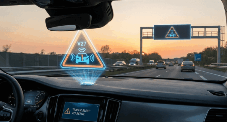 PMK GRUPO Luce Emergenza Auto Omologata DGT V16 Geolocalizzato | Faro V16 Collegato [Dati Inclusi Fino Al 2038] Luce Guasto Auto Con GPS E Base Magnetica (Una Unità - 3